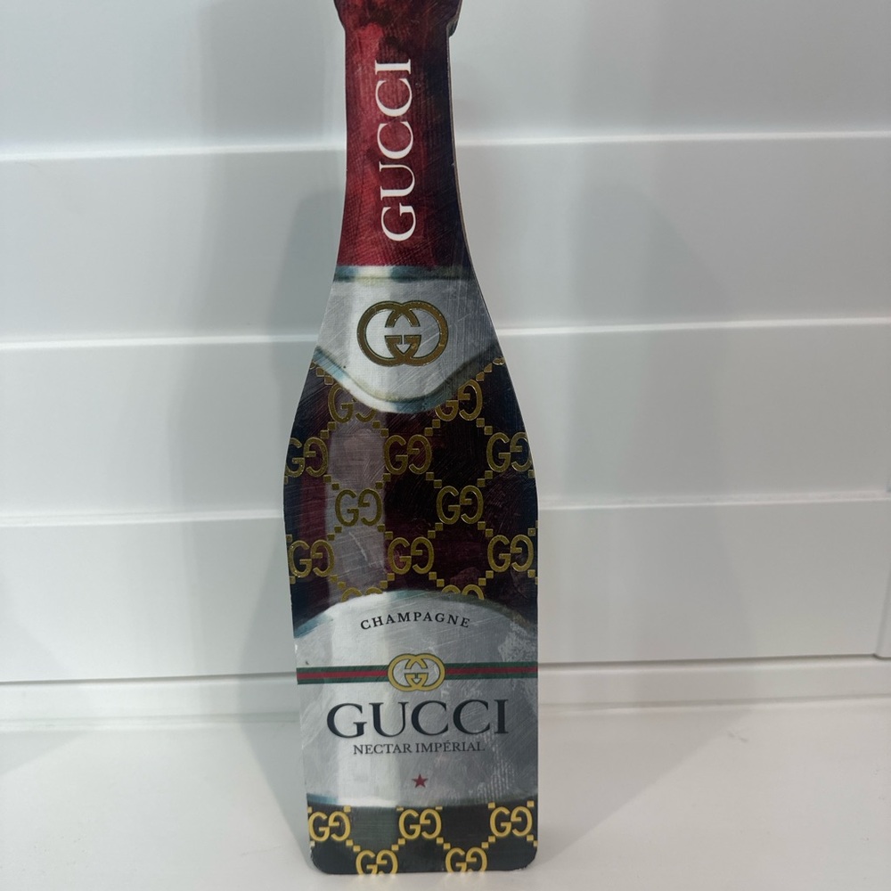 Gucci Red, Gold and Black Champagne Bottle Accent